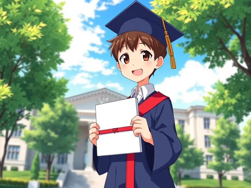 An image depicting a graduation ceremony, symbolizing the opportunity for children to pursue higher education, secured by life insurance funds. The scene is bright and hopeful, emphasizing the future.