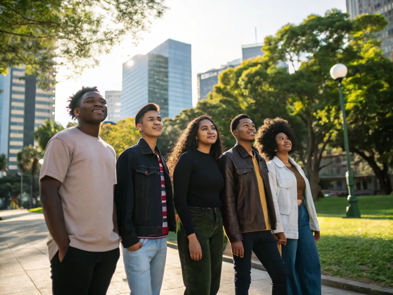 A diverse group of people representing different life stages and family structures, all smiling confidently, symbolizing the universal need for life insurance and financial security.