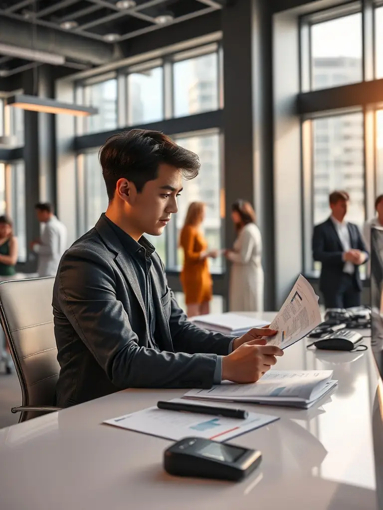 A young professional investing, illustrating the investment opportunities available through FinanceFusion's variable life insurance plans.